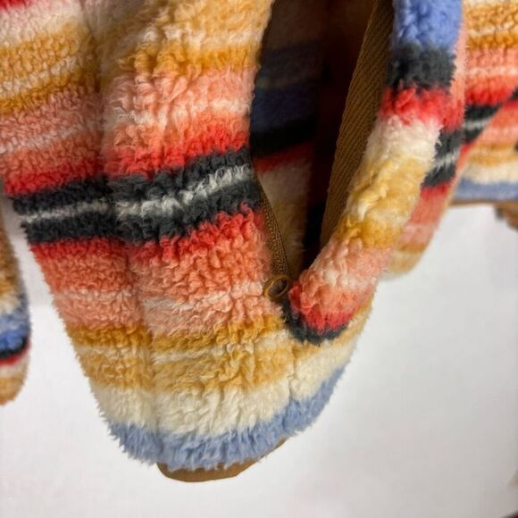 Billabong Orange, Blue, & Yellow Striped Fleece Snap Pullover Women's Small - Picture 6 of 8